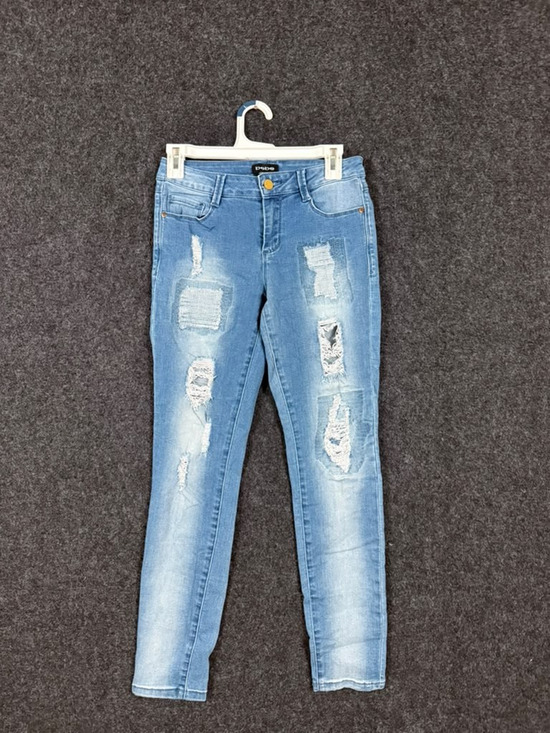 bebe Denim - bebe Womens 29 Blue Distressed Skinny Jeans Stretch Denim Ripped